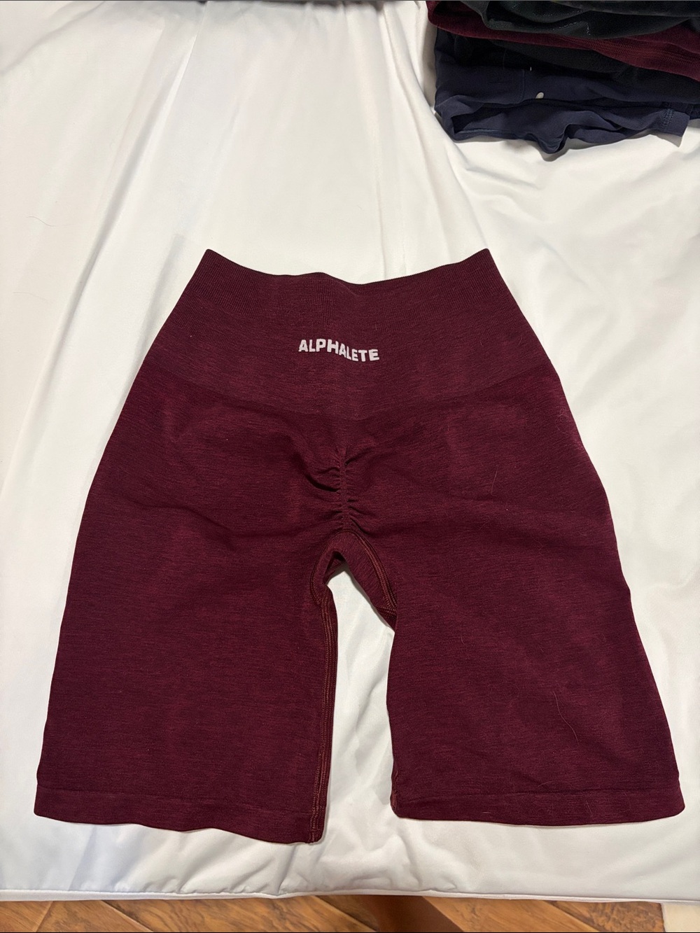 Alphalete Maroon High-Rise Scrunch Bike Shorts